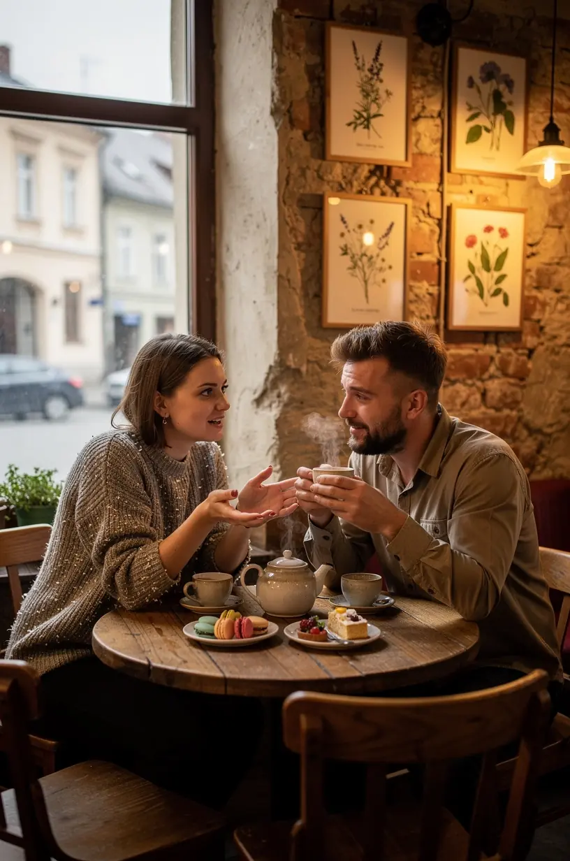 Platus stalas su sveikatingumo žurnalais, žolelių arbata ir ramybės simetrija.